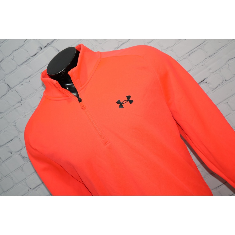 Under Armour Pullover Mens 2XL Volt Hot Pink Orange 1/4 Zip Loose Fit Sweater